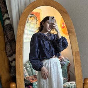 Aerie Navy Cottagecore Blouse